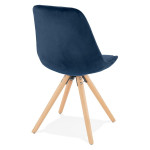 Paris Prix Chaise Vintage En Velours "Marty" 84cm Bleu
