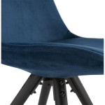 Paris Prix Chaise Vintage En Velours "Marty" 84cm Bleu & Noir