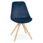 paris prix Chaise Vintage en Velours "Marty" 84cm Bleu