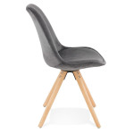 Paris Prix Chaise Vintage En Velours "Marty" 84cm Gris