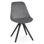 paris prix Chaise Vintage en Velours "Marty" 84cm Gris & Noir
