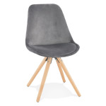 paris prix Chaise Vintage en Velours "Marty" 84cm Gris