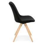 Paris Prix Chaise Vintage En Velours "Marty" 84cm Noir & Naturel