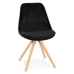 paris prix Chaise Vintage en Velours "Marty" 84cm Noir & Naturel
