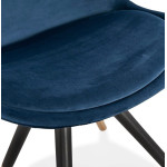 Paris Prix Chaise Vintage Velours & Bois "Kili" 83cm Bleu & Noir