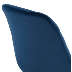Paris Prix Chaise Vintage Velours & Bois "Kili" 83cm Bleu & Noir