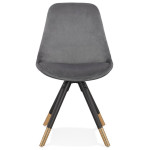 Paris Prix Chaise Vintage Velours & Bois "Kili" 83cm Gris & Noir