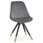 paris prix Chaise Vintage Velours & Bois "Kili" 83cm Gris & Noir