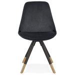 Paris Prix Chaise Vintage Velours & Bois "Kili" 83cm Noir