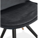 Paris Prix Chaise Vintage Velours & Bois "Kili" 83cm Noir