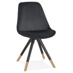 paris prix Chaise Vintage Velours & Bois "Kili" 83cm Noir
