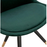 Paris Prix Chaise Vintage Velours & Bois "Kili" 83cm Vert & Noir