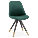 paris prix Chaise Vintage Velours & Bois "Kili" 83cm Vert & Noir
