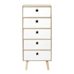 Paris Prix Chiffonnier Enfant "Star" 91cm Blanc & Beige