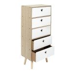 Paris Prix Chiffonnier Enfant "Star" 91cm Blanc & Beige
