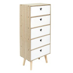 paris prix Chiffonnier Enfant "Star" 91cm Blanc & Beige