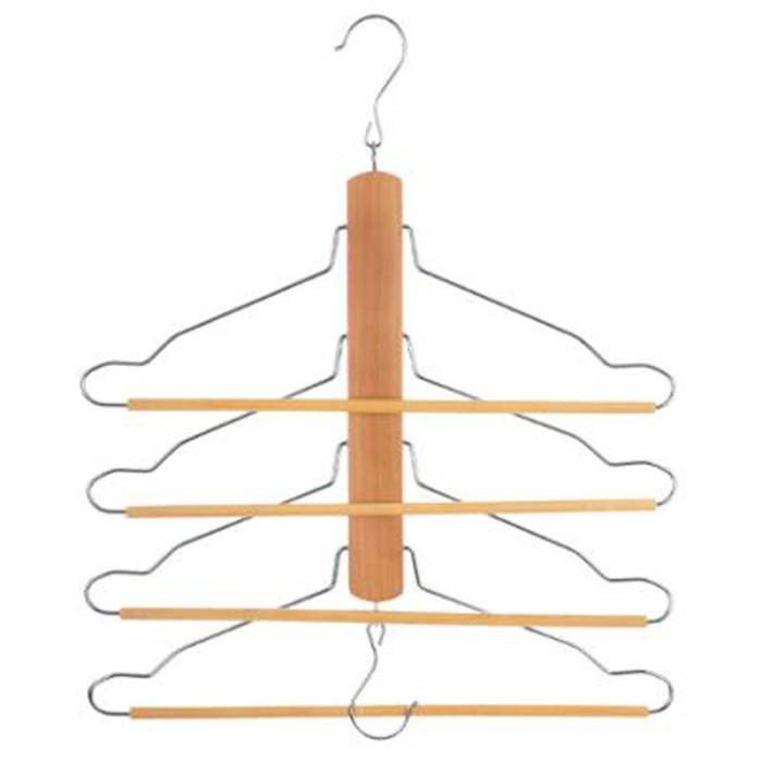 Paris Prix Cintre En Bois 4 Chemises & Pantalons "2 Positions" 44cm Naturel