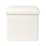 Paris Prix Coffre Pouf Pliable "Bouclette" 38cm Blanc