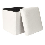 Paris Prix Coffre Pouf Pliable "Bouclette" 38cm Blanc