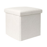 paris prix Coffre Pouf Pliable "Bouclette" 38cm Blanc