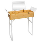 Paris Prix Coiffeuse & Miroir En Bambou "Levia" 88cm Blanc