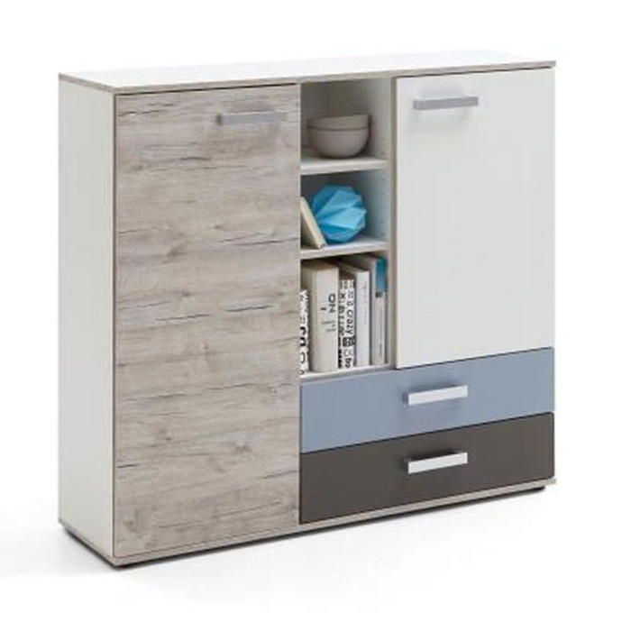 Paris Prix Commode 2 Portes & 2 Tiroirs "Anoya" 116cm Chêne