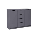 Paris Prix Commode 2 Portes & 4 Tiroirs "Litania" 122cm Gris