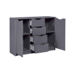 Paris Prix Commode 2 Portes & 4 Tiroirs "Litania" 122cm Gris