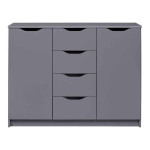 paris prix Commode 2 Portes & 4 Tiroirs "Litania" 122cm Gris
