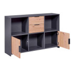 Paris Prix Commode 2 Portes "Gemeno" 120cm Gris & Chêne