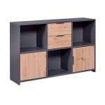 paris prix Commode 2 Portes "Gemeno" 120cm Gris & Chêne