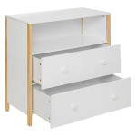 Paris Prix Commode 2 Tiroirs & 1 Niche "Kima" 85cm Blanc