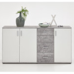 Paris Prix Commode 3 Portes Design "Bilo" 160cm Gris & Blanc