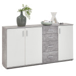 paris prix Commode 3 Portes Design "Bilo" 160cm Gris & Blanc