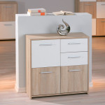 Paris Prix Commode 3 Portes "Victoria" 77cm Blanc & Naturel