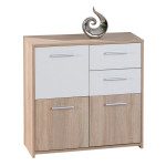 paris prix Commode 3 Portes "Victoria" 77cm Blanc & Naturel