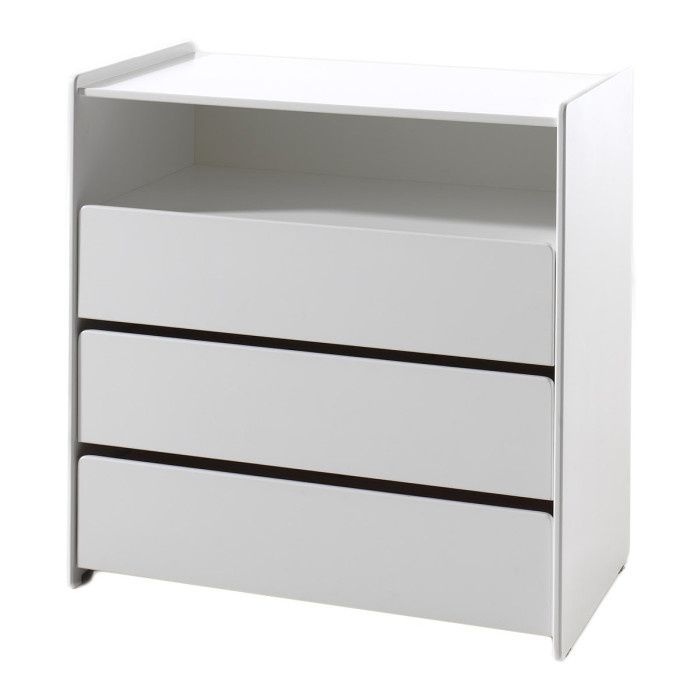 Paris Prix Commode 3 Tiroirs & 1 Niche "Kiddy" 90cm Blanc