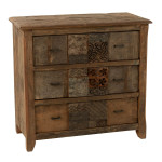 paris prix Commode 3 Tiroirs en Bois "Vieilli" 100cm Marron