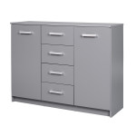 Paris Prix Commode 4 Tiroirs & 1 Porte Design "Azio" 119cm Gris