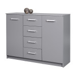 Paris Prix Commode 4 Tiroirs & 1 Porte Design "Azio" 119cm Gris