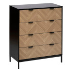 paris prix Commode 4 Tiroirs "Chevrons" 95cm Naturel & Noir