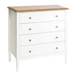 paris prix Commode 4 Tiroirs en Bois "Solen" 85cm Blanc