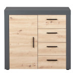 Paris Prix Commode 4 Tiroirs "Tabel" 94cm Chêne & Anthracite