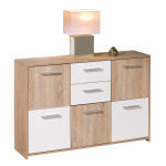 paris prix Commode 5 Portes "Victoria" 115cm Blanc & Naturel