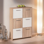 Paris Prix Commode 6 Portes "Victoria" 115cm Blanc & Naturel
