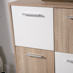 Paris Prix Commode 6 Portes "Victoria" 115cm Blanc & Naturel