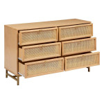 Paris Prix Commode 6 Tiroirs Cannage "Rayo" 120cm Naturel