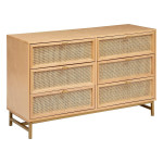 paris prix Commode 6 Tiroirs Cannage "Rayo" 120cm Naturel