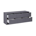 Paris Prix Commode 6 Tiroirs Design "Litania" 122cm Gris