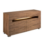 paris prix Commode 6 Tiroirs en Bois "Lucia" 140cm Noyer